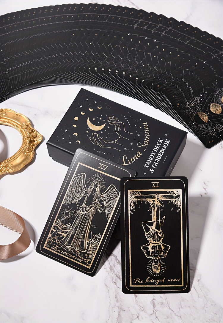 KEPNOY Luna Somnia Tarot Deck with Guidebook, 78-Card Standard Size, Paper Material, Fortune Telling Game for Halloween, Christmas, Thanksgiving Gift