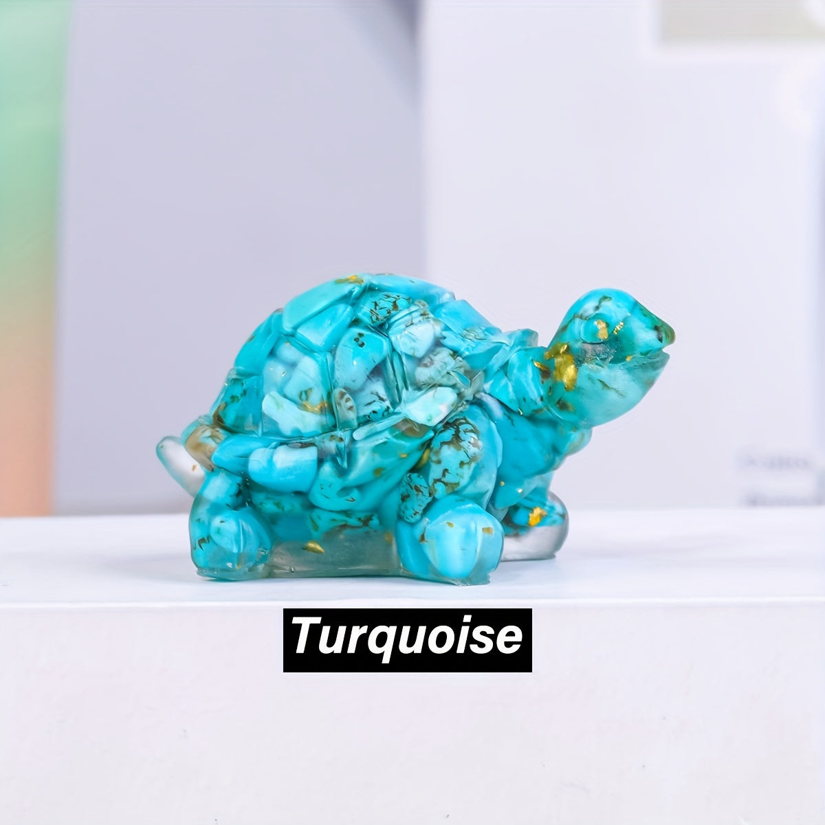 1pc, Natural Crystal Gravel Stone Resin Wrapped Small Turtle - Desktop Decoration Home Decoration, Chakra Meditation Gifts