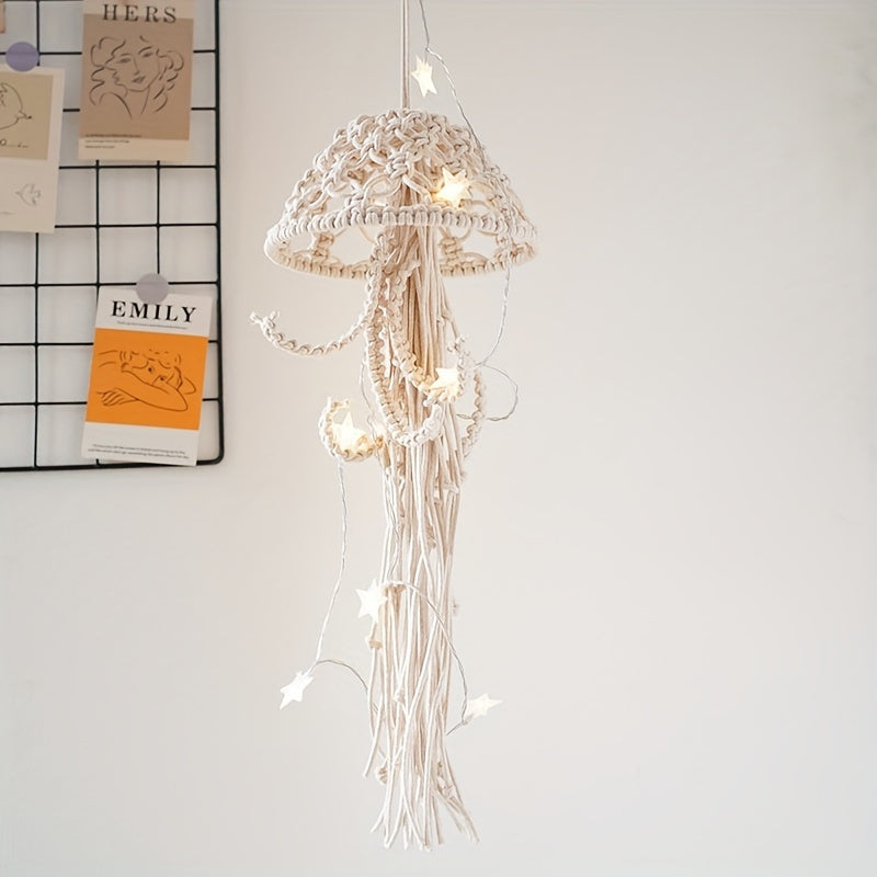 1pc Handmade Nordic Cotton Rope Jellyfish Tapestry for Home Decor - Soft and Durable Hanging for Living Room and Bedroom
