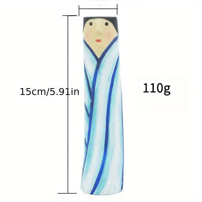 1pc Resin Spring Family Bud Vase, Bohemian Character Vase for Shelf Decor, Bathroom, Bedroom, Home Office, Wife Gift