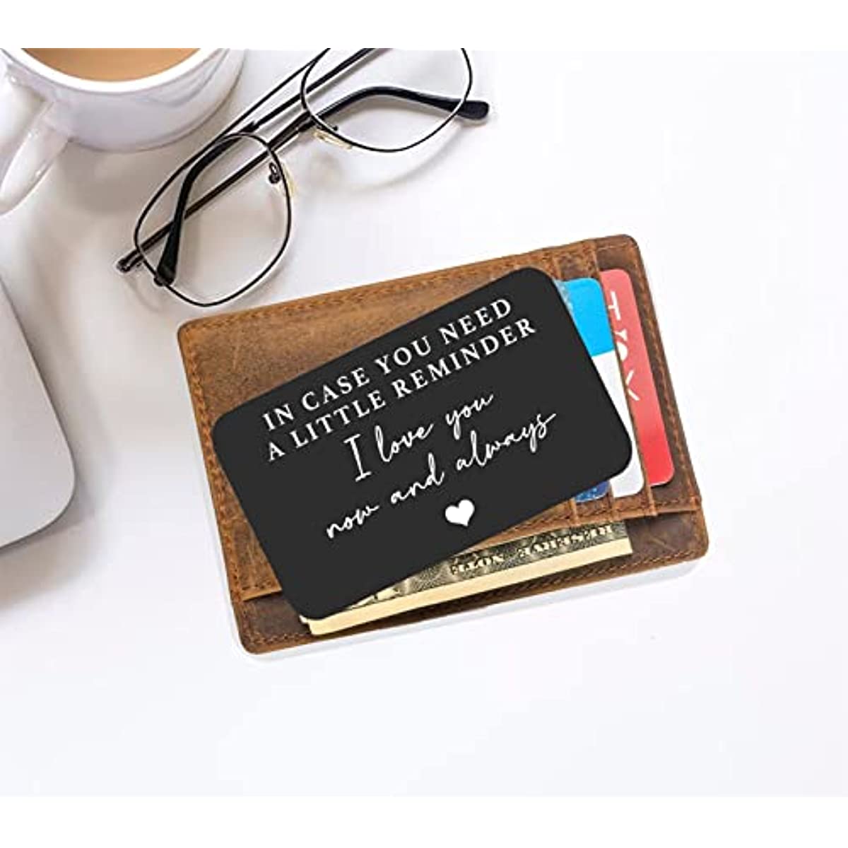Personalized Engraved Wallet Card Decoration Gift for Boyfriend Husband - Aluminum Alloy - I Love You Message - For Wedding, Christmas, Valentine's Day, Birthday - Perfect Gift for Him