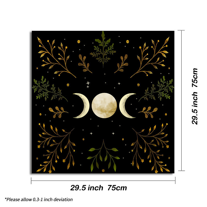 1pc, Olive Leaf Triple Moon Tarot Tablecloth - Wicca Altar Cloth for Spread and Core Home Decor, Party Supplies, and Room Decor