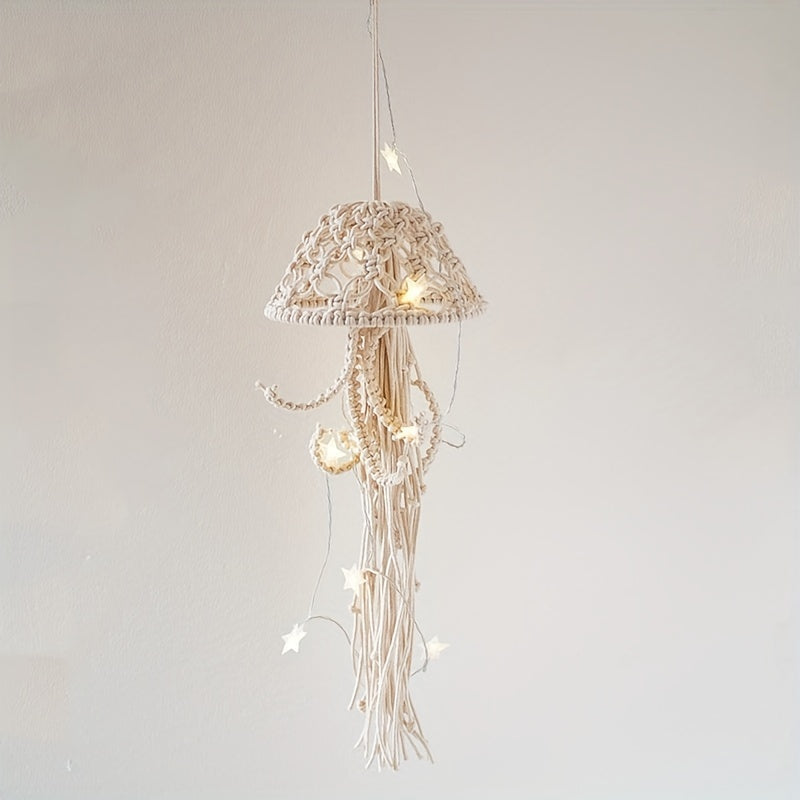 1pc Handmade Nordic Cotton Rope Jellyfish Tapestry for Home Decor - Soft and Durable Hanging for Living Room and Bedroom