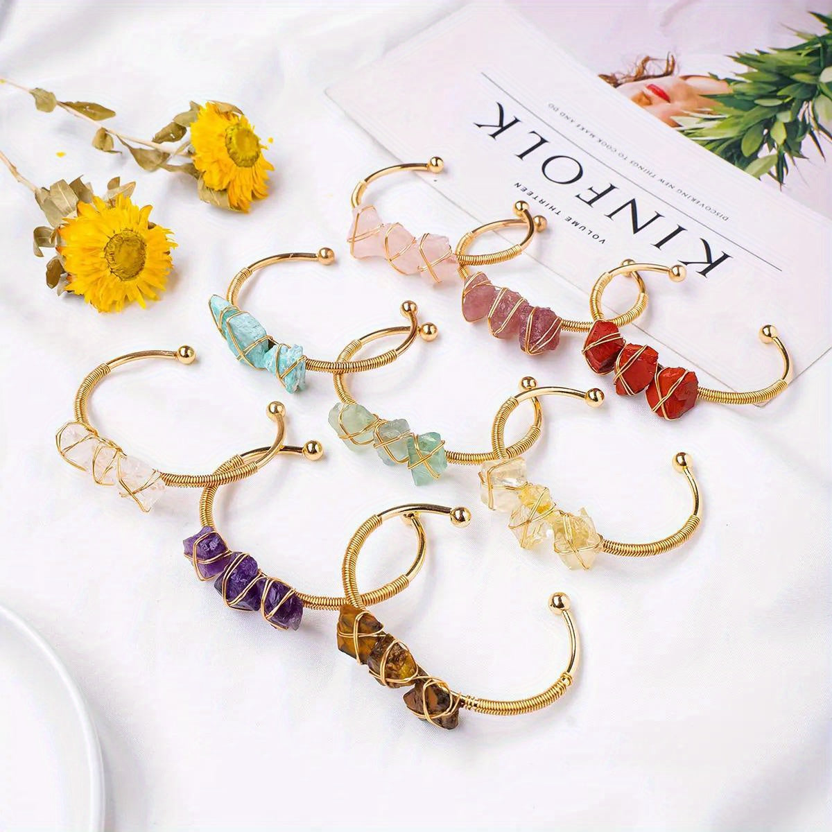 Runyangshi Natural Crystal Bracelet - Raw Stone for Women, Protection & Meditation, Perfect for Yoga, Reiki, Chakras - Versatile for All Seasons, 1pc, Bracelet