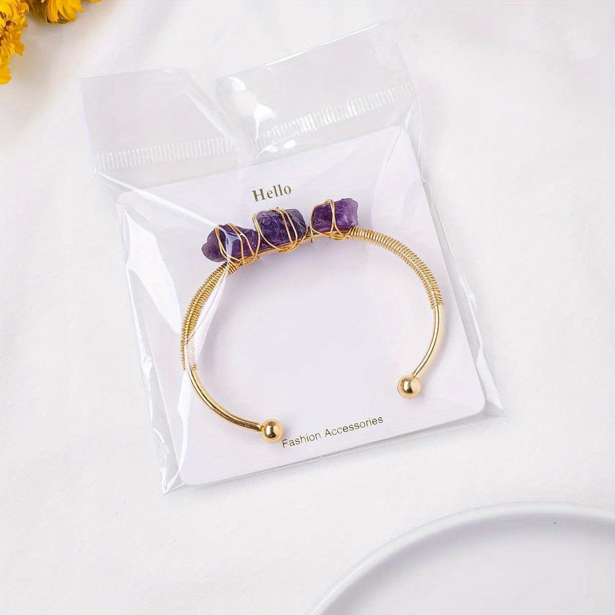 Runyangshi Natural Crystal Bracelet - Raw Stone for Women, Protection & Meditation, Perfect for Yoga, Reiki, Chakras - Versatile for All Seasons, 1pc, Bracelet