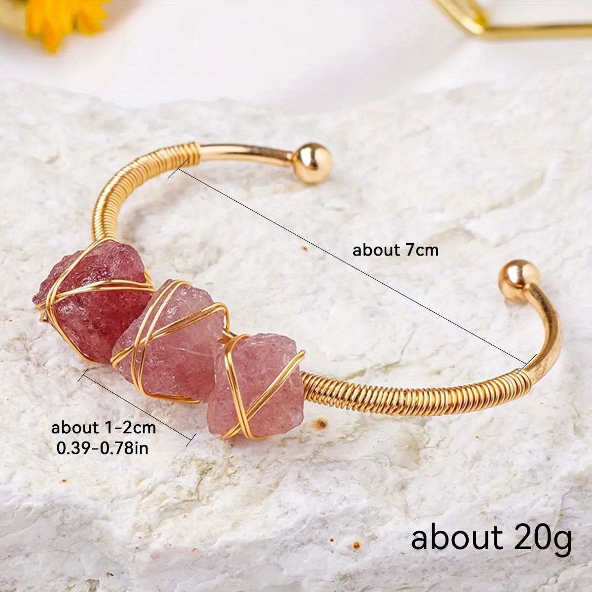 Runyangshi Natural Crystal Bracelet - Raw Stone for Women, Protection & Meditation, Perfect for Yoga, Reiki, Chakras - Versatile for All Seasons, 1pc, Bracelet