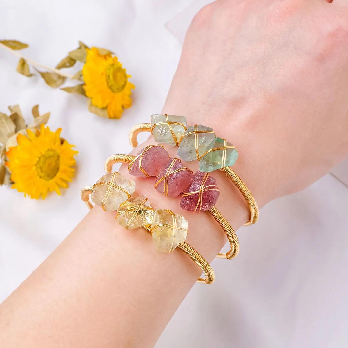 Runyangshi Natural Crystal Bracelet - Raw Stone for Women, Protection & Meditation, Perfect for Yoga, Reiki, Chakras - Versatile for All Seasons, 1pc, Bracelet