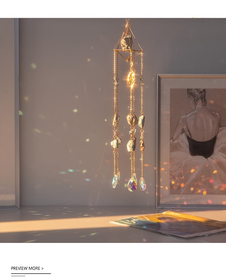 Sunshine Catcher Wind Chime - Crystal Prism Ball, Metal Garden Pendant & Wall Art for Living Room, Nursery, Bedroom Decor