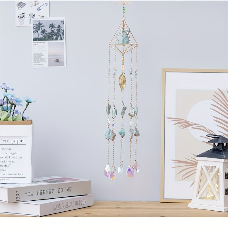 Sunshine Catcher Wind Chime - Crystal Prism Ball, Metal Garden Pendant & Wall Art for Living Room, Nursery, Bedroom Decor