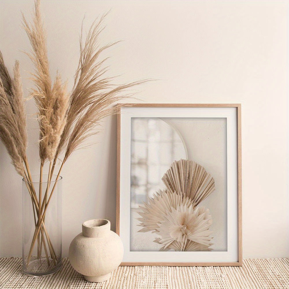 6/3pcs Beige Canvas Painting Panas Grass Poster Hay Wall Art Flames Leaf Wall Art Fan Leaf Print Plant Specimen Art Print Nordic Wall Poster Home Decor Frameless