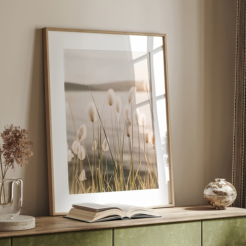 6/3pcs Beige Canvas Painting Panas Grass Poster Hay Wall Art Flames Leaf Wall Art Fan Leaf Print Plant Specimen Art Print Nordic Wall Poster Home Decor Frameless