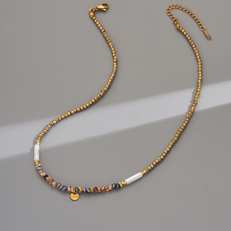 Bohemian Beaded Necklace for Women, Elegant & Cute Style, Artificial Crystal, Versatile for Daily & Party Occasions, All-Season Accessory, Random Bead Colors