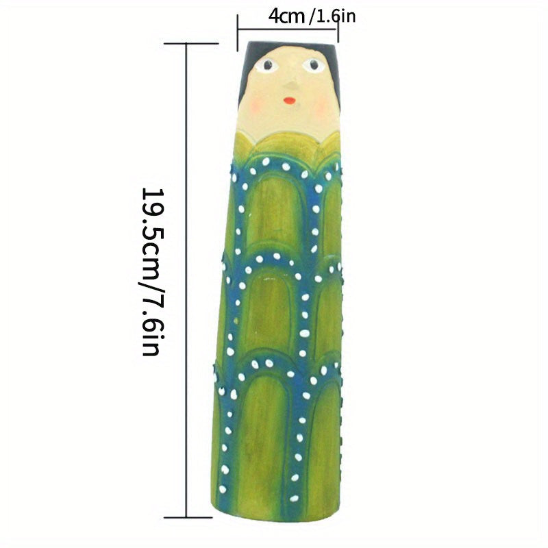 1pc Resin Spring Family Bud Vase, Bohemian Character Vase for Shelf Decor, Bathroom, Bedroom, Home Office, Wife Gift