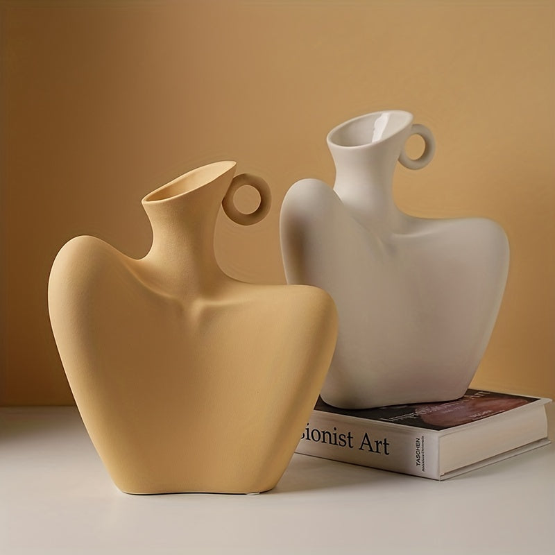 Unique Collarbone Statue Vase - Modern Abstract Ceramic Art for Minimalist Home Decor, Living Room Centerpieces, Rustic Farmhouse Table Decoration, and Room Decor - Perfect Eid Al-Adha Mubarak Gift Idea
