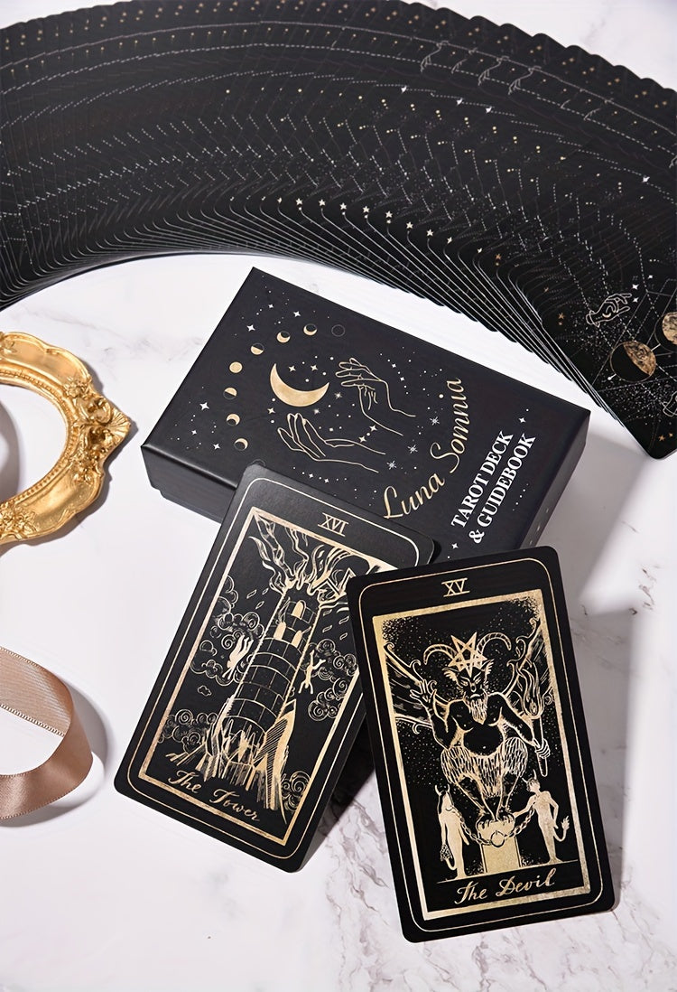 KEPNOY Luna Somnia Tarot Deck with Guidebook, 78-Card Standard Size, Paper Material, Fortune Telling Game for Halloween, Christmas, Thanksgiving Gift