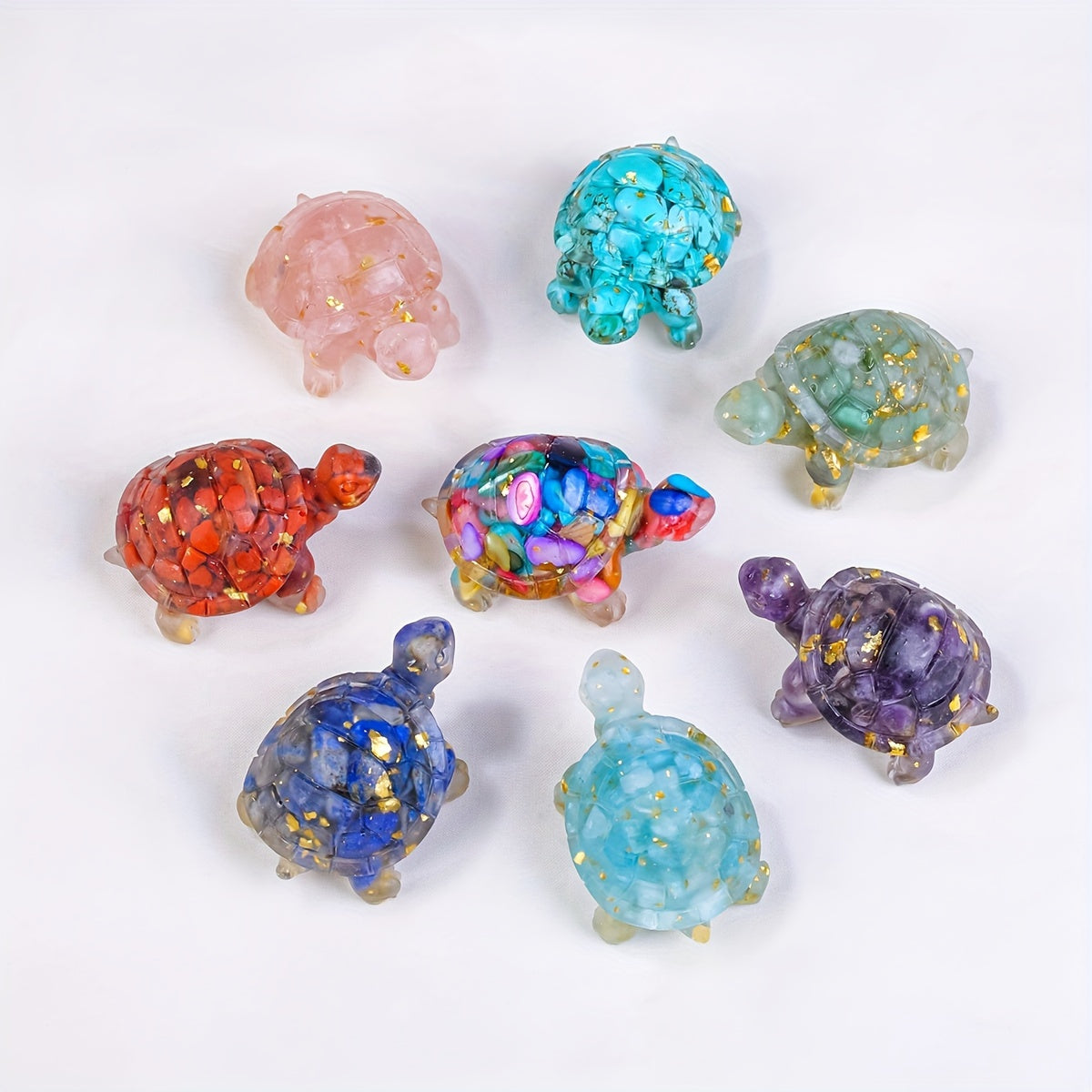 1pc, Natural Crystal Gravel Stone Resin Wrapped Small Turtle - Desktop Decoration Home Decoration, Chakra Meditation Gifts