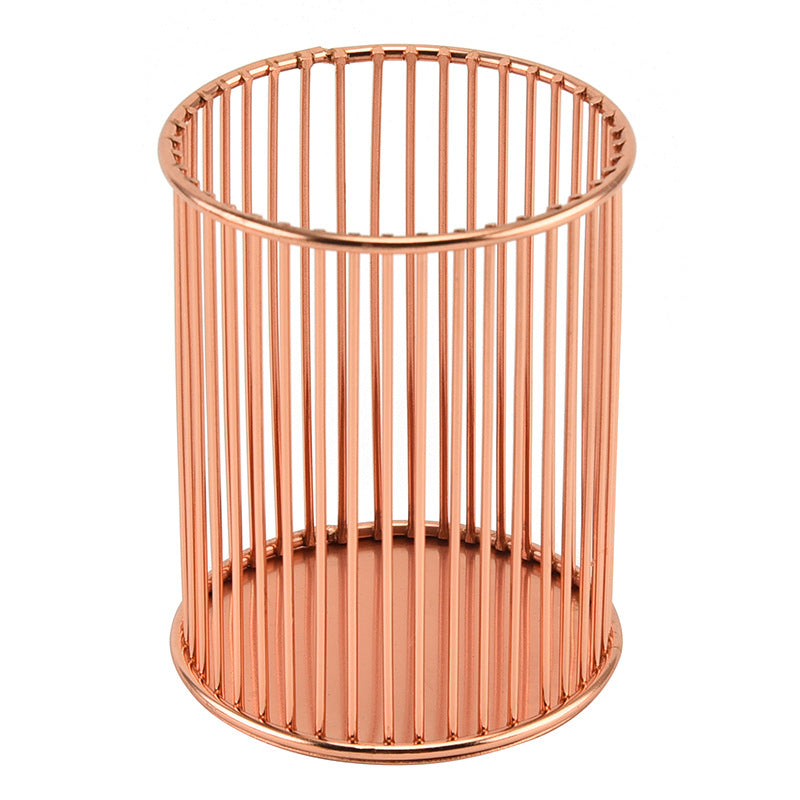 Upgrade Your Desk with This Stylish Golden Metal Pen Holder - Perfect for Home & Office Organization!