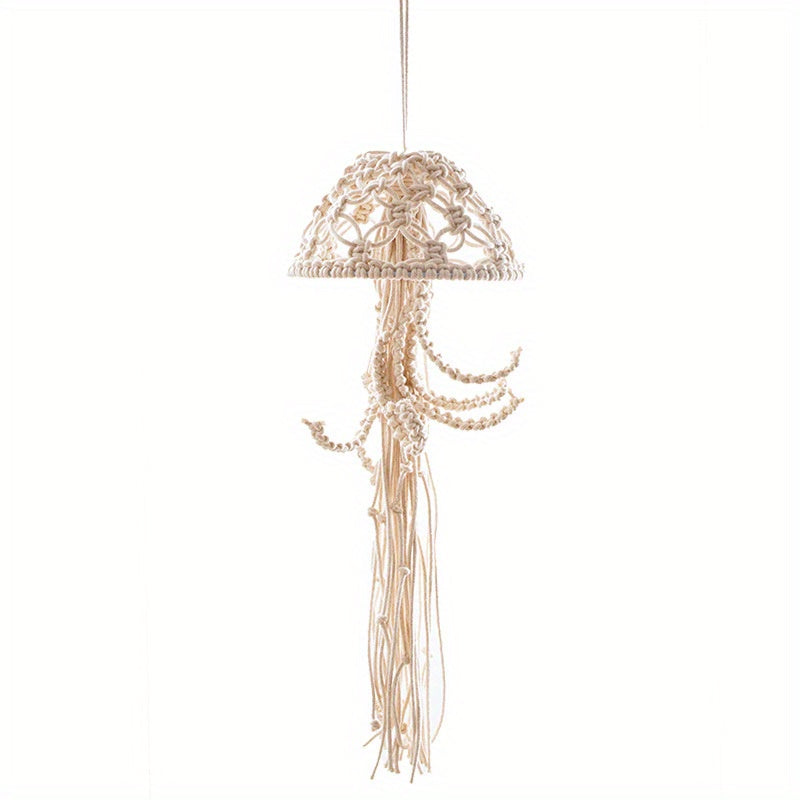 1pc Handmade Nordic Cotton Rope Jellyfish Tapestry for Home Decor - Soft and Durable Hanging for Living Room and Bedroom