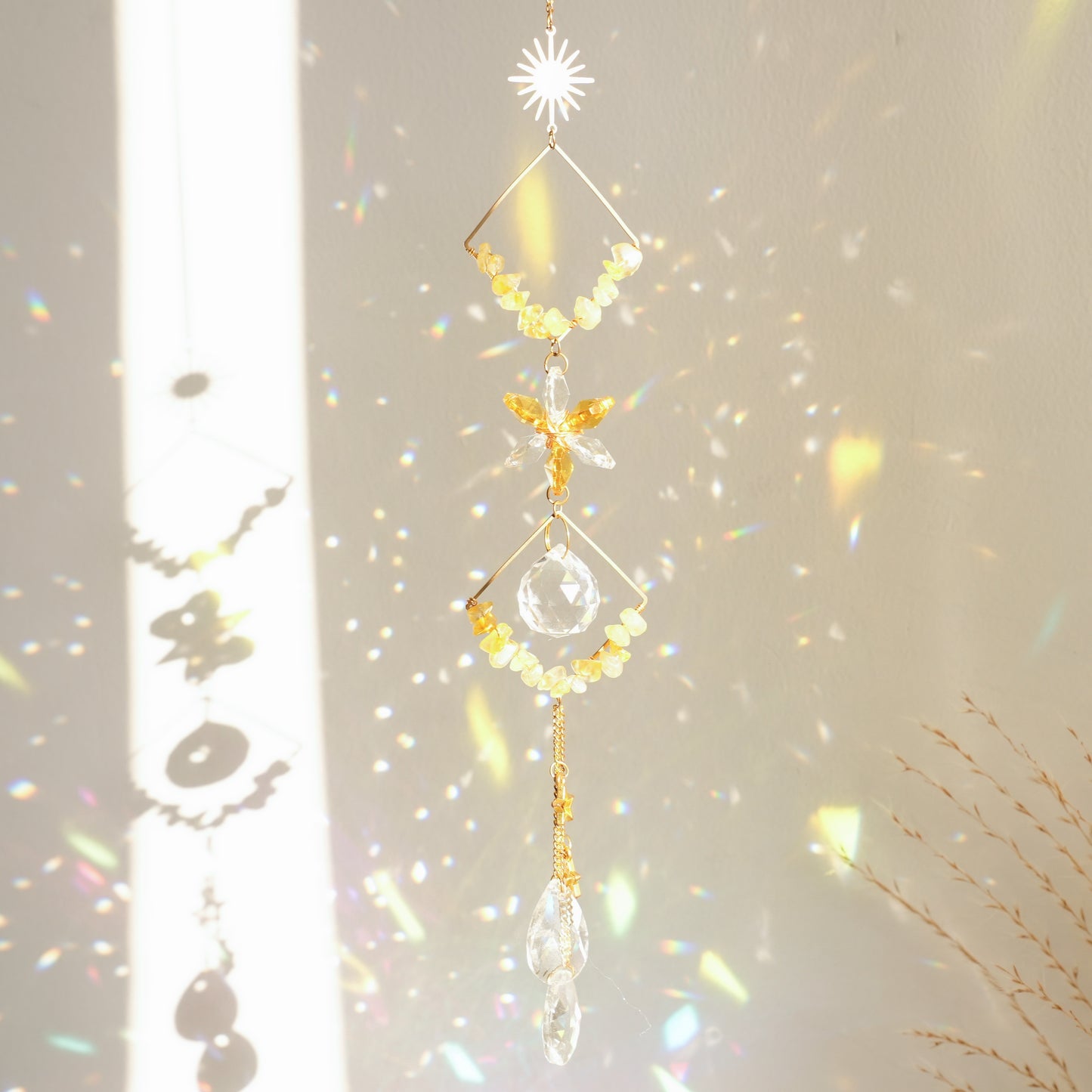 1pc Crystals Suncatcher Checkered Wind Chimes Crystal Ball Rainbow Maker Prisms For Indoor Window Car Charm Garden Outdoor Decor
