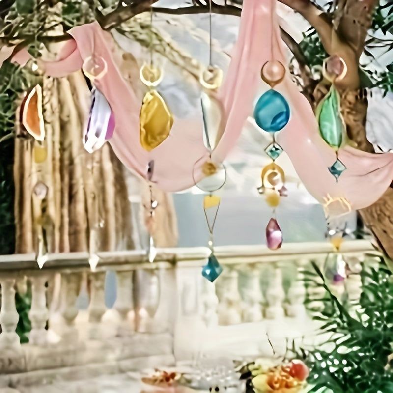 6pcs Crystal Suncatcher, Sun Catcher for Indoor Window Hanging with Crystal, Prism and Agate Slices, Light Catcher for Indoor and Outdoor Home Garden Wedding Decoration