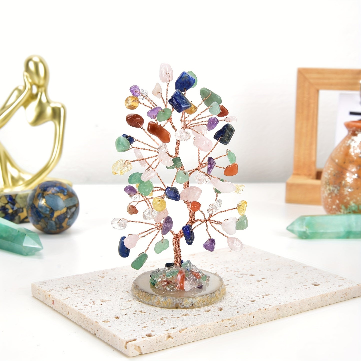 1pc Crystal Tree, Crystal Stone Natural Reiki Crystal Gemstone 7 Chakra Healing Crystal, Shaking Money Tree, Home Office Desk Crystal Decoration Gemstone Energy Decoration Reiki Luck Crystal Gift Home Decor Simulation Plant S