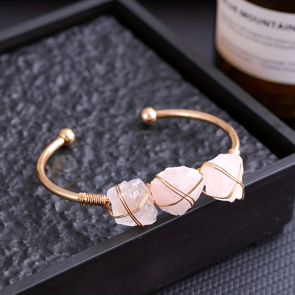 1pc Natural Crystal Bracelet Irregular Raw Stone Copper Wire Wrapped Chakra Healing Balance Reiki Yoga Meditation Wicca Gemstone Women's Hand Jewelry Chain Holiday Gift