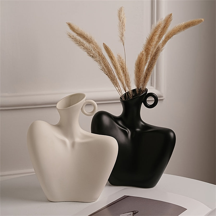 Unique Collarbone Statue Vase - Modern Abstract Ceramic Art for Minimalist Home Decor, Living Room Centerpieces, Rustic Farmhouse Table Decoration, and Room Decor - Perfect Eid Al-Adha Mubarak Gift Idea