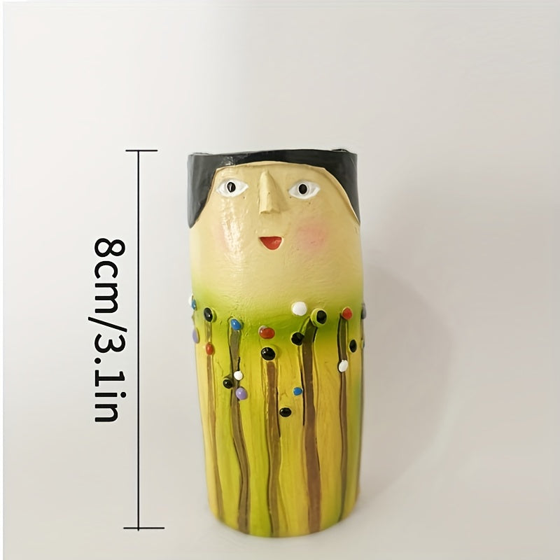 1pc Resin Spring Family Bud Vase, Bohemian Character Vase for Shelf Decor, Bathroom, Bedroom, Home Office, Wife Gift