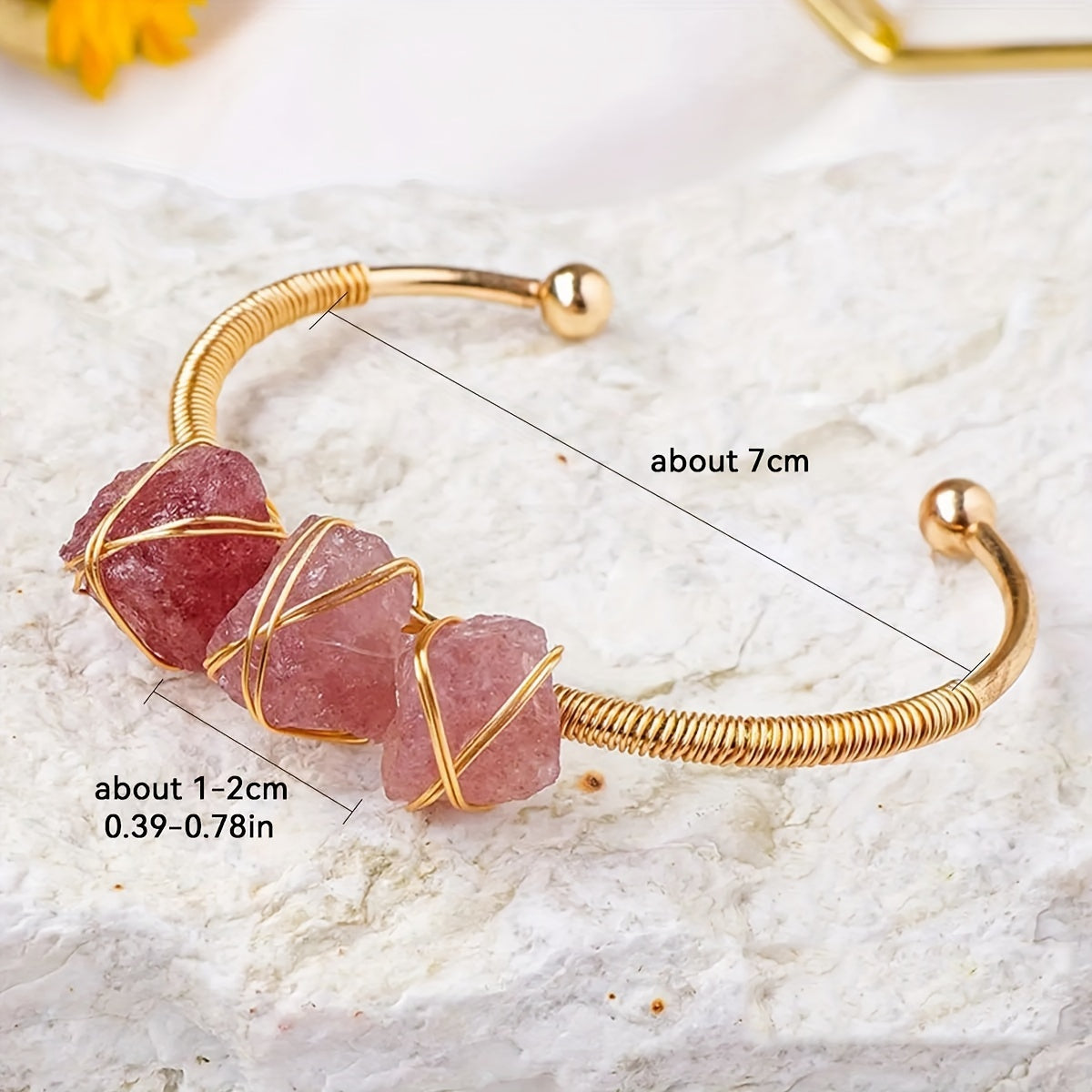 Runyangshi Natural Crystal Bracelet - Raw Stone for Women, Protection & Meditation, Perfect for Yoga, Reiki, Chakras - Versatile for All Seasons, 1pc, Bracelet