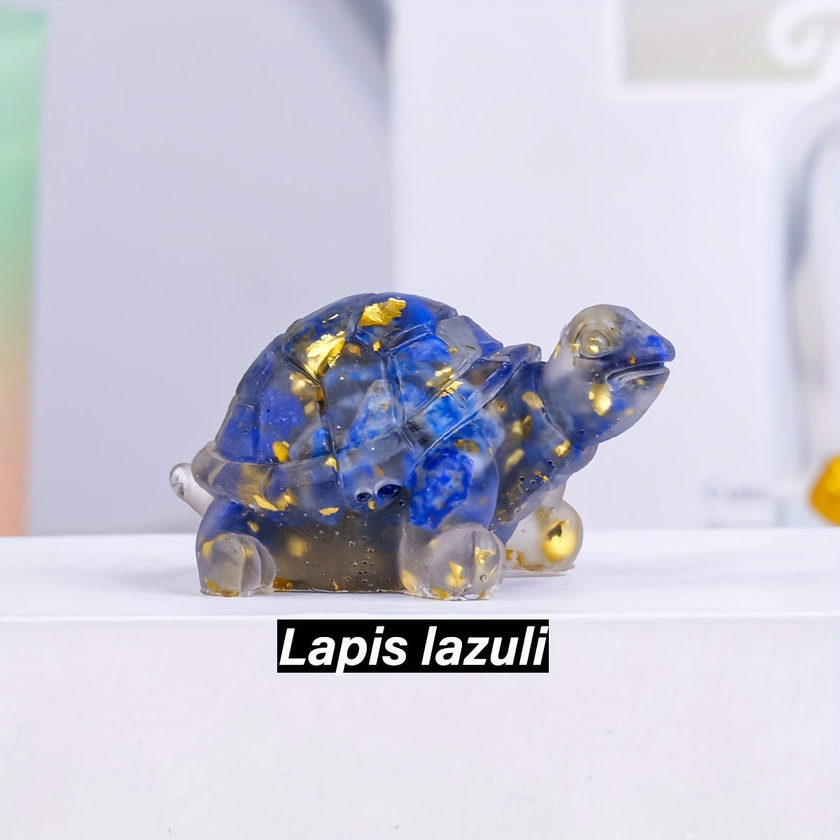 1pc, Natural Crystal Gravel Stone Resin Wrapped Small Turtle - Desktop Decoration Home Decoration, Chakra Meditation Gifts