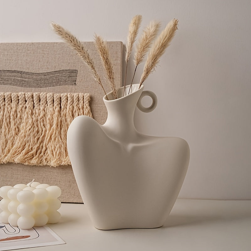Unique Collarbone Statue Vase - Modern Abstract Ceramic Art for Minimalist Home Decor, Living Room Centerpieces, Rustic Farmhouse Table Decoration, and Room Decor - Perfect Eid Al-Adha Mubarak Gift Idea