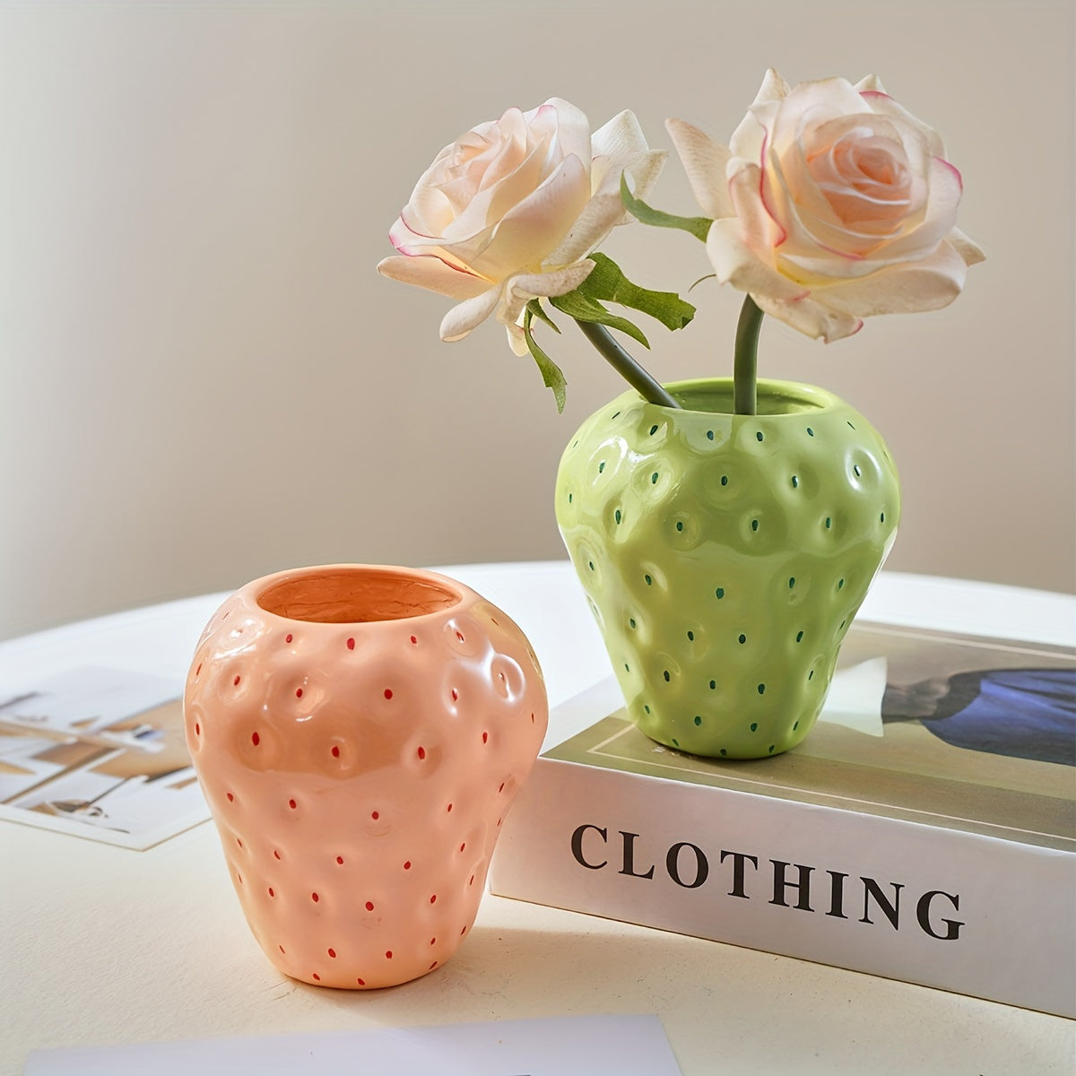 1pc, Handcrafted Resin Strawberry Vase - Perfect for Home Decor, Weddings, and More!