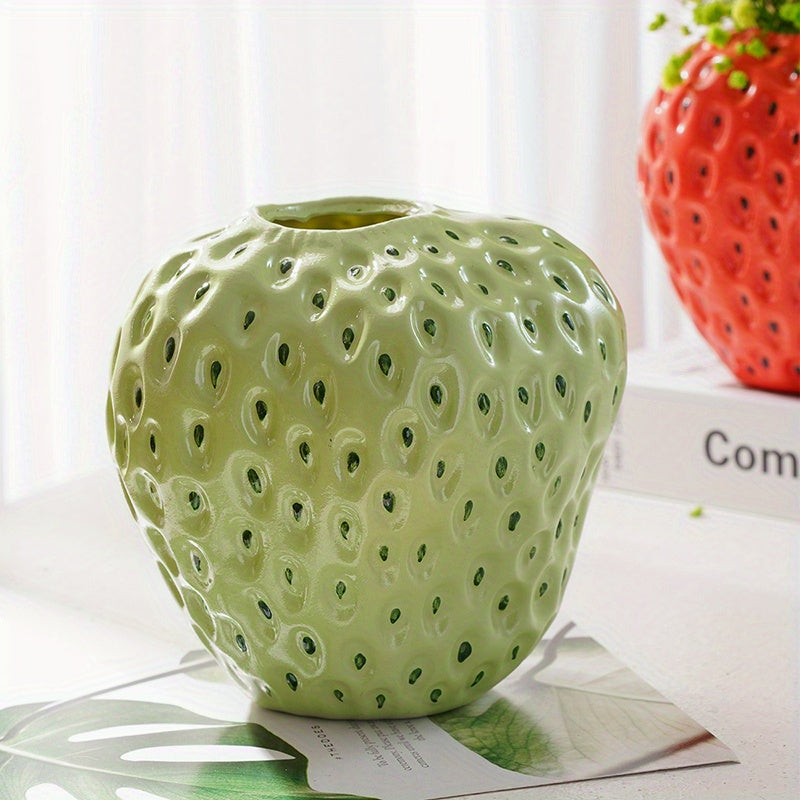 1pc, Handcrafted Resin Strawberry Vase - Perfect for Home Decor, Weddings, and More!