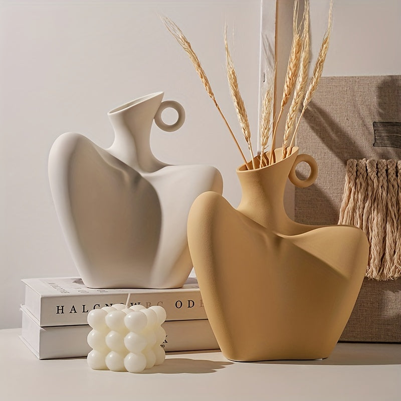 Unique Collarbone Statue Vase - Modern Abstract Ceramic Art for Minimalist Home Decor, Living Room Centerpieces, Rustic Farmhouse Table Decoration, and Room Decor - Perfect Eid Al-Adha Mubarak Gift Idea