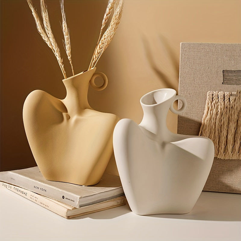 Unique Collarbone Statue Vase - Modern Abstract Ceramic Art for Minimalist Home Decor, Living Room Centerpieces, Rustic Farmhouse Table Decoration, and Room Decor - Perfect Eid Al-Adha Mubarak Gift Idea