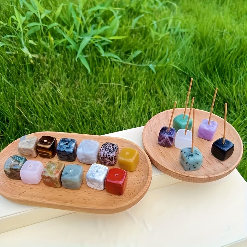 1pc Natural Crystal Incense Holder, Rose Quartz Amethyst Incense Burner Frame, Square Incense Burner Frame, Natural Stone Craftsmanship Accessories, Mini Incense Burner Frame, Room Decoration, Bedroom Accessories, Household A