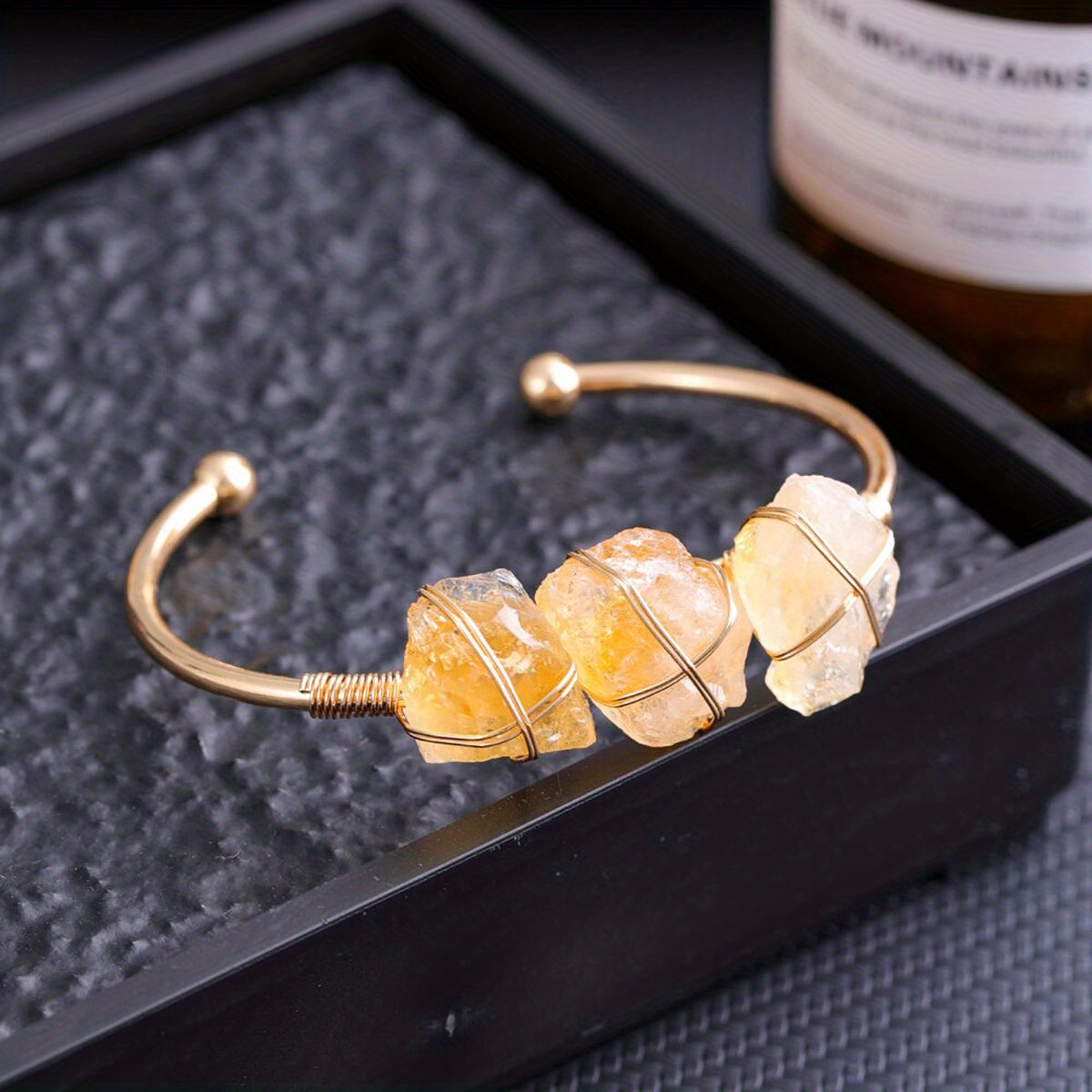 1pc Natural Crystal Bracelet Irregular Raw Stone Copper Wire Wrapped Chakra Healing Balance Reiki Yoga Meditation Wicca Gemstone Women's Hand Jewelry Chain Holiday Gift