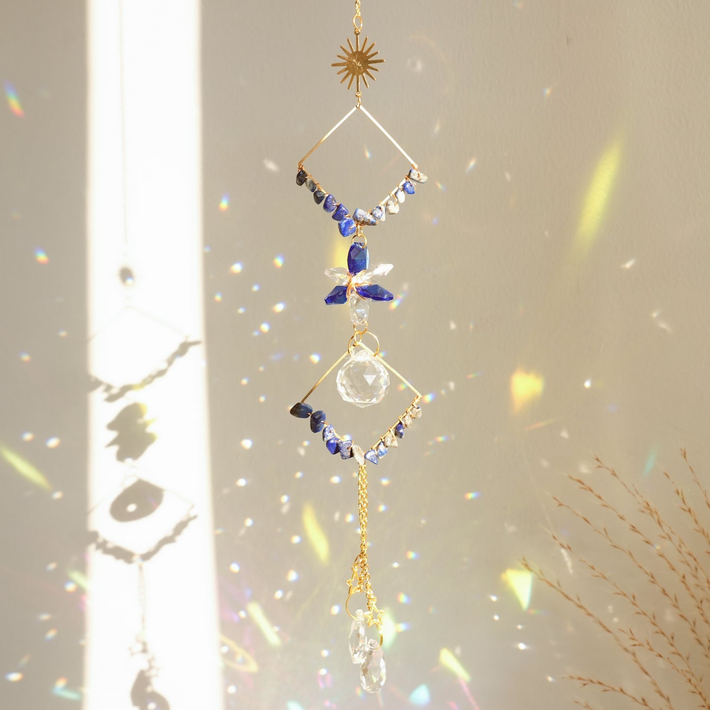 1pc Crystals Suncatcher Checkered Wind Chimes Crystal Ball Rainbow Maker Prisms For Indoor Window Car Charm Garden Outdoor Decor