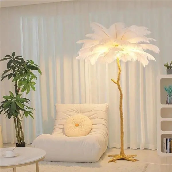 Nordic Creative Feather Design Floor Lamp for Living Room Bedroom Office or Hotel Decoration