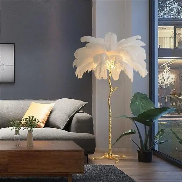Nordic Creative Feather Design Floor Lamp for Living Room Bedroom Office or Hotel Decoration