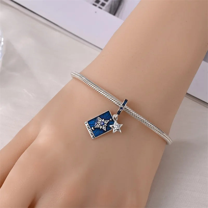 925 Sterling Silver Classic Sun Moon Stars Magic Tarot Charms Pendants For Women Fit 925 Original Bracelets DIY Jewelry