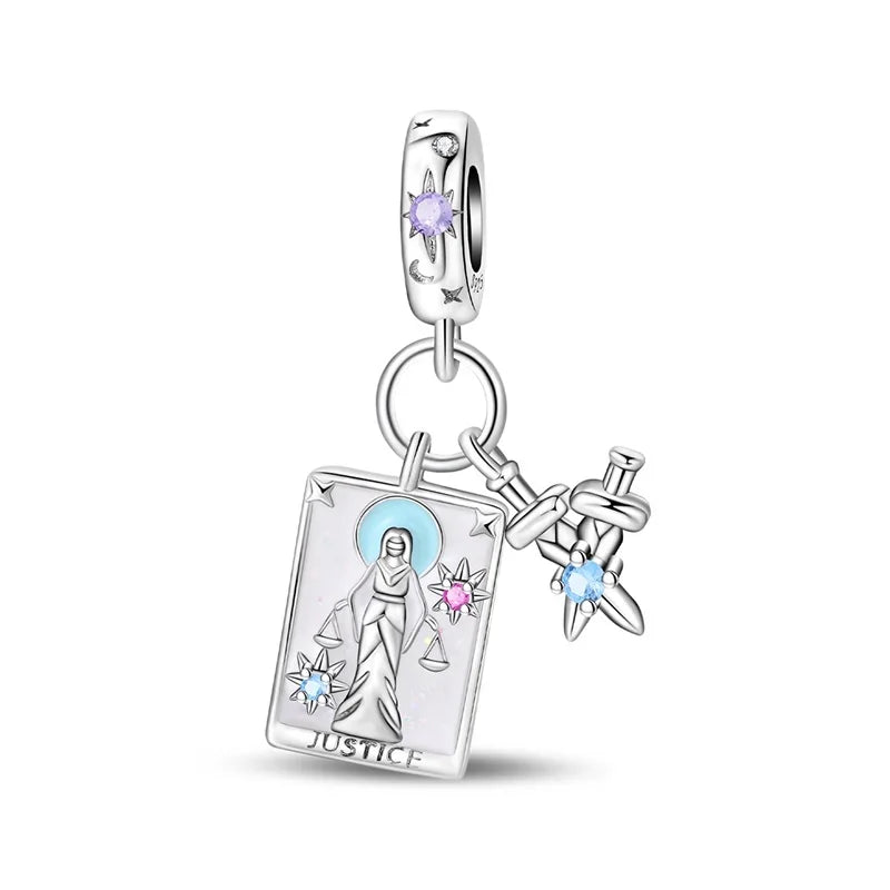 925 Sterling Silver Classic Sun Moon Stars Magic Tarot Charms Pendants For Women Fit 925 Original Bracelets DIY Jewelry