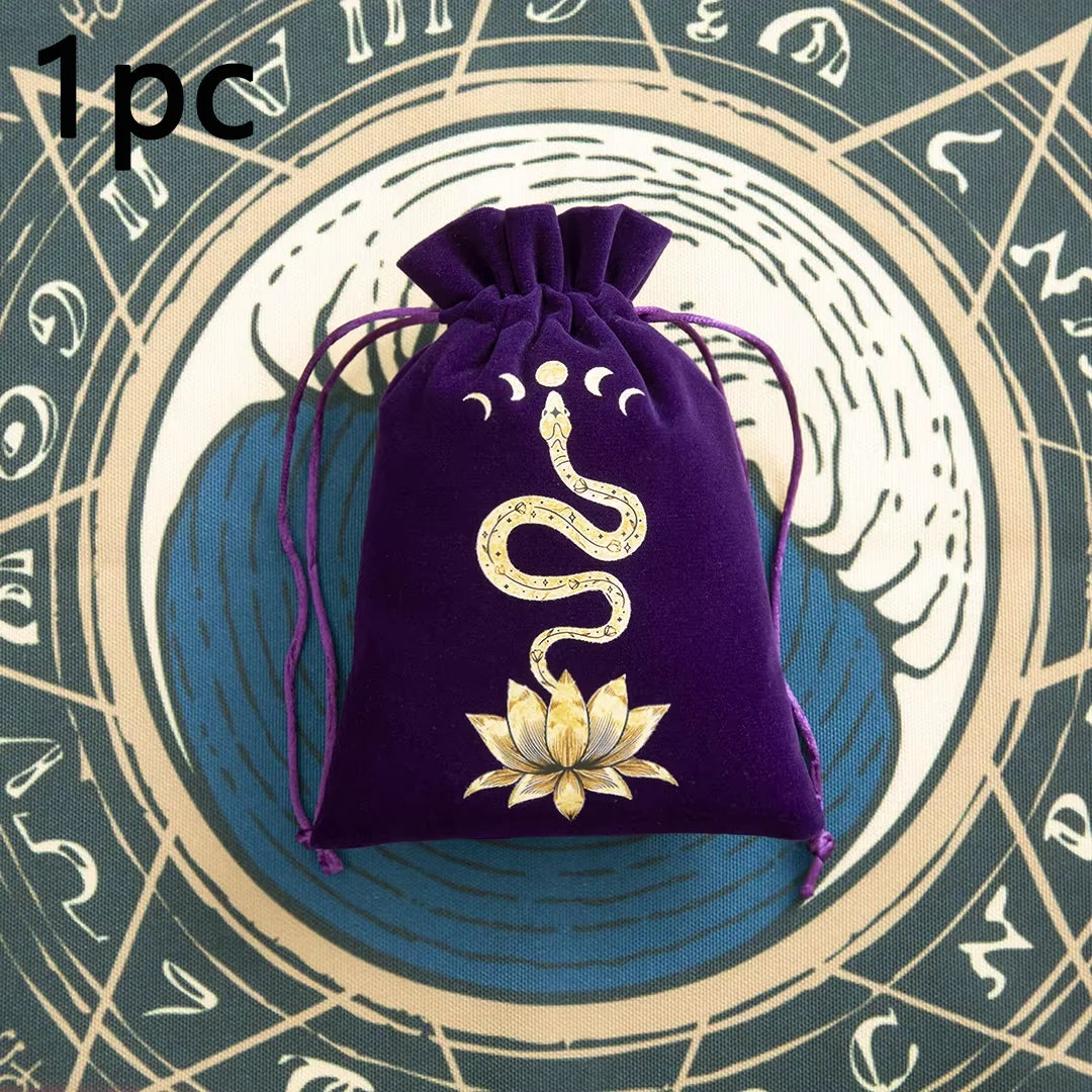 6pcs Velvet Moon Sun Tarot Storage Bag Board Game Cards Embroidery Drawstring Package Witchcraft Supplies for Altar Tarot Pouch