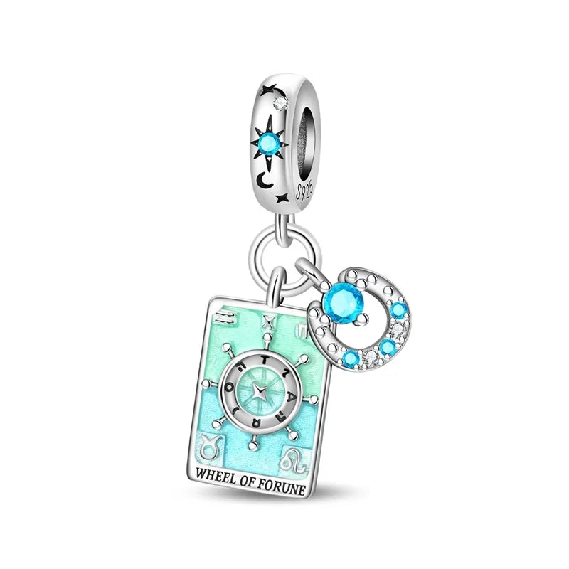 925 Sterling Silver Classic Sun Moon Stars Magic Tarot Charms Pendants For Women Fit 925 Original Bracelets DIY Jewelry