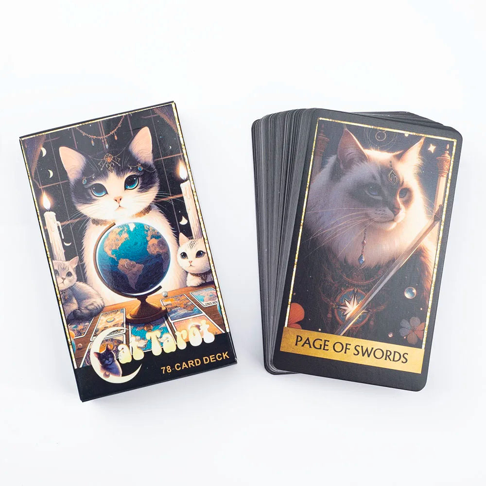 Cat Tarot A 78 Card Deck High Quality English Version Board Game for Easy and Fun Fortune Telling Perfect for Family Gatherings