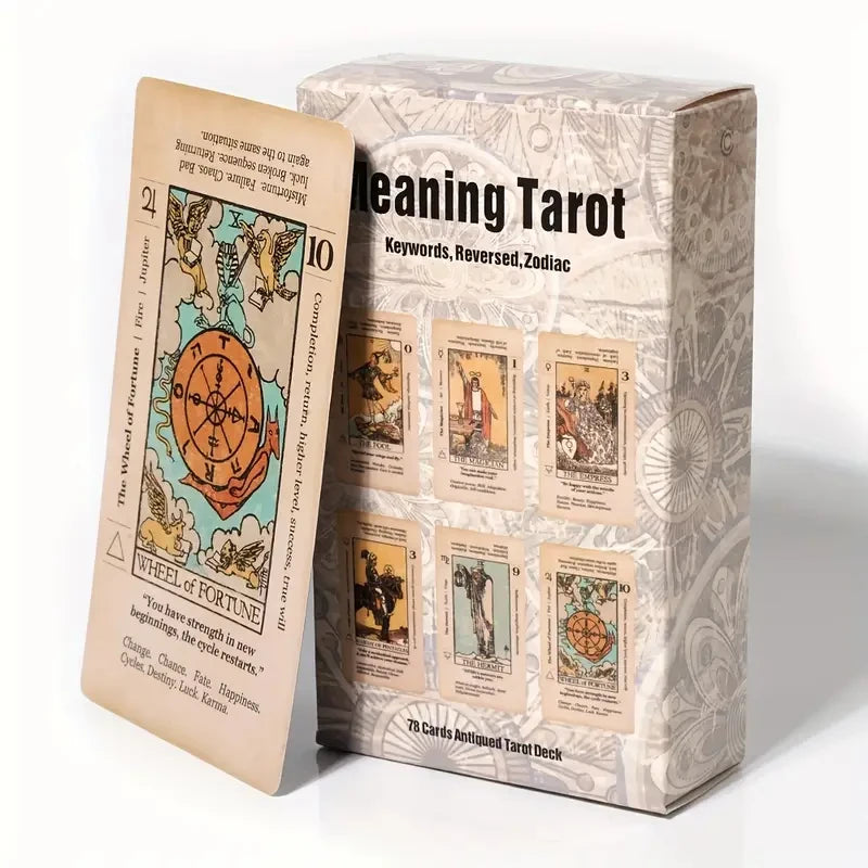 1 Box of Meaning Tarot Card For Beginner Tarot, Keyword Antiqued Tarot Deck, 78 Cards Fortune Telling Game Divination Tools