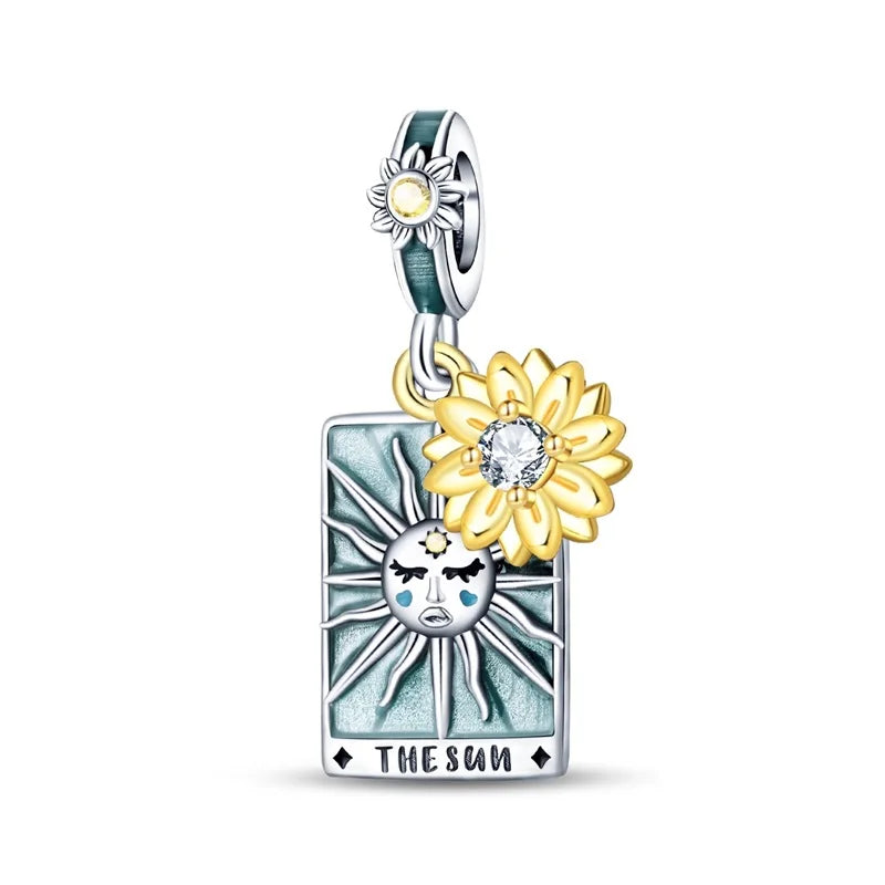 925 Sterling Silver Classic Sun Moon Stars Magic Tarot Charms Pendants For Women Fit 925 Original Bracelets DIY Jewelry