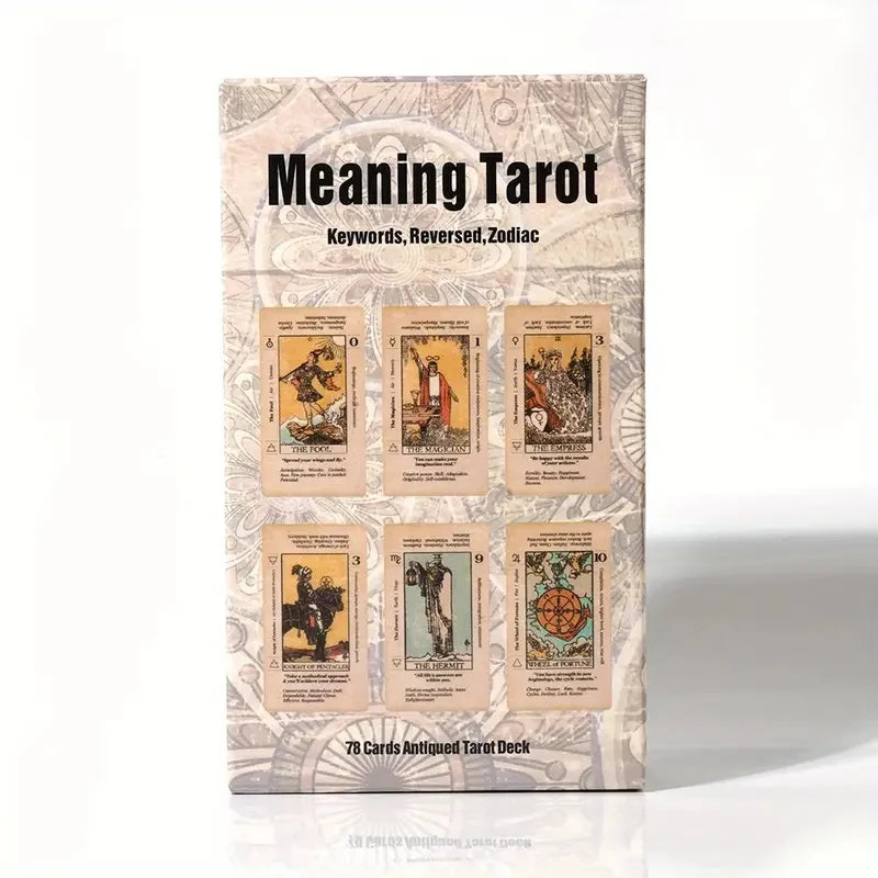 1 Box of Meaning Tarot Card For Beginner Tarot, Keyword Antiqued Tarot Deck, 78 Cards Fortune Telling Game Divination Tools