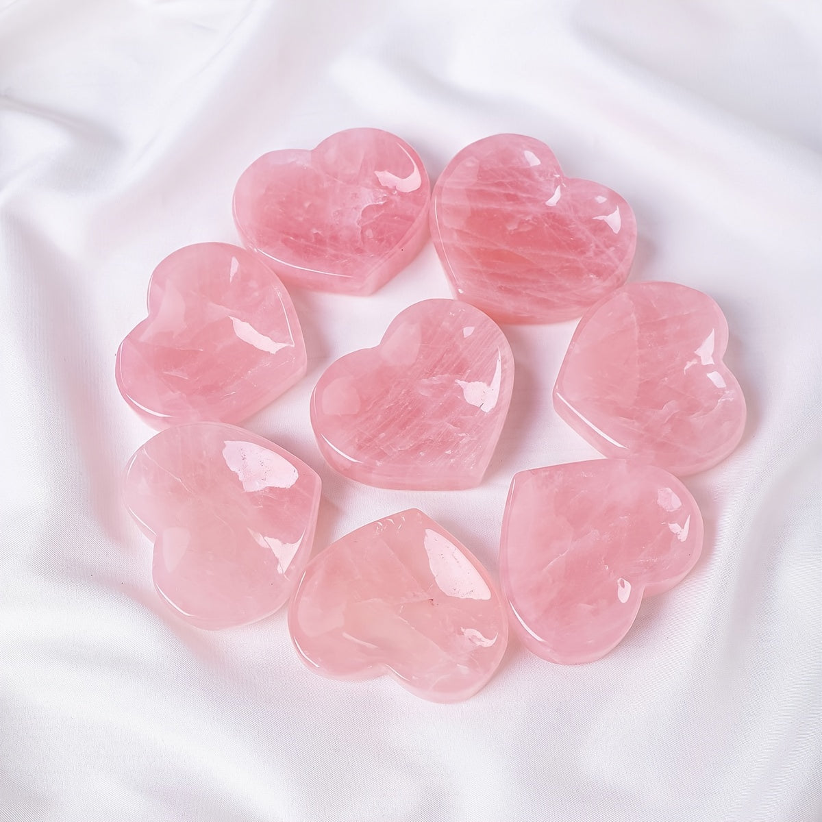 Runyangshi Pink Rose Quartz Heart-Shaped Crystal Bowl - Polished Natural Stone, Perfect for Home & Office Decor, Ideal Gift for Christmas, Mother's Day, Valentine's