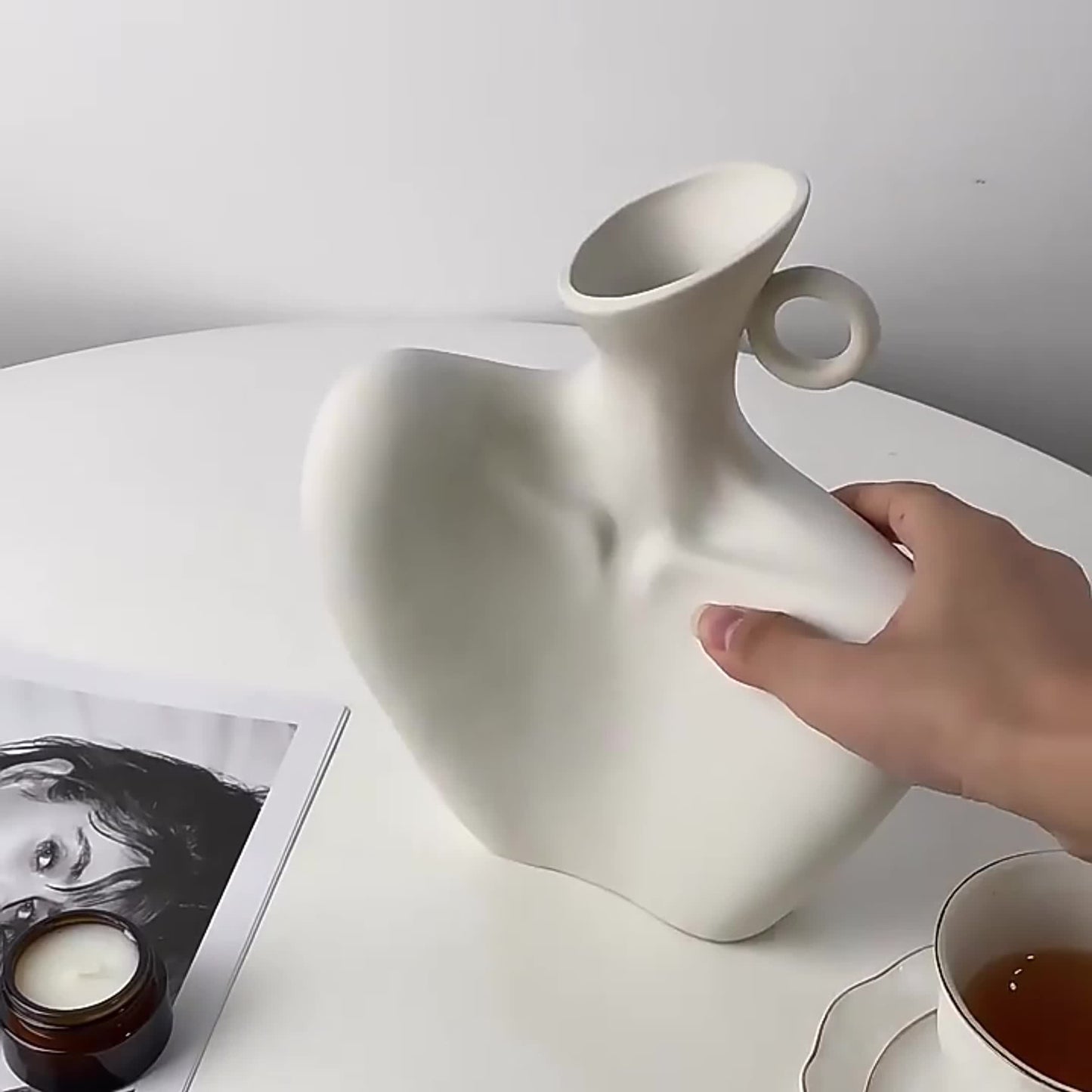 Unique Collarbone Statue Vase - Modern Abstract Ceramic Art for Minimalist Home Decor, Living Room Centerpieces, Rustic Farmhouse Table Decoration, and Room Decor - Perfect Eid Al-Adha Mubarak Gift Idea